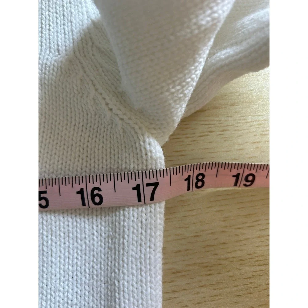 Lauren Ralph Lauren Sweater XS White Cotton Gold Hardware old‎ money equestrian